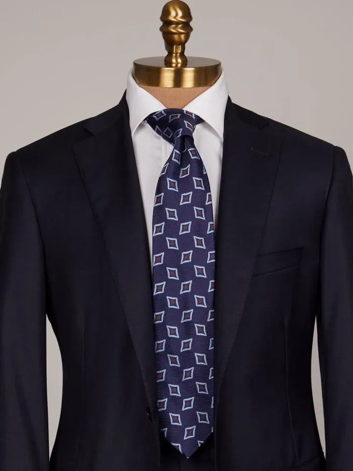 Ties Mens Paul Stuart Large Tossed Jacquard Diamond Tie Navy Ties Mens Paul Stuart Large Tossed Jacquard Diamond Tie Navy