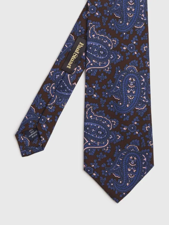Ties Mens Paul Stuart Madder Print Paisley Tie Brown