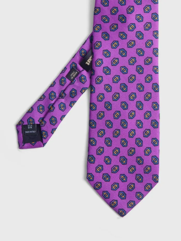 Ties Mens Paul Stuart Madder Silk Hexagon Print Tie Cream