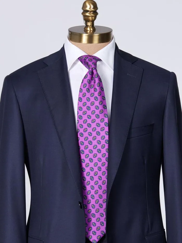 Ties Mens Paul Stuart Madder Silk Hexagon Print Tie Cream