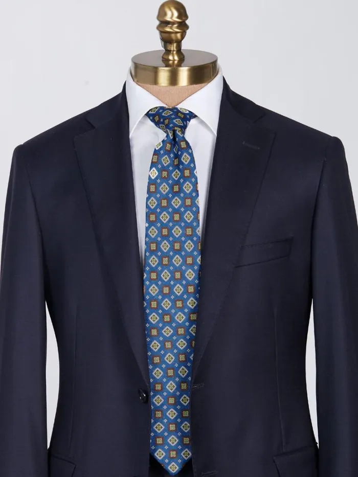 Ties Mens Paul Stuart Printed Linen Medallion Tie Blue