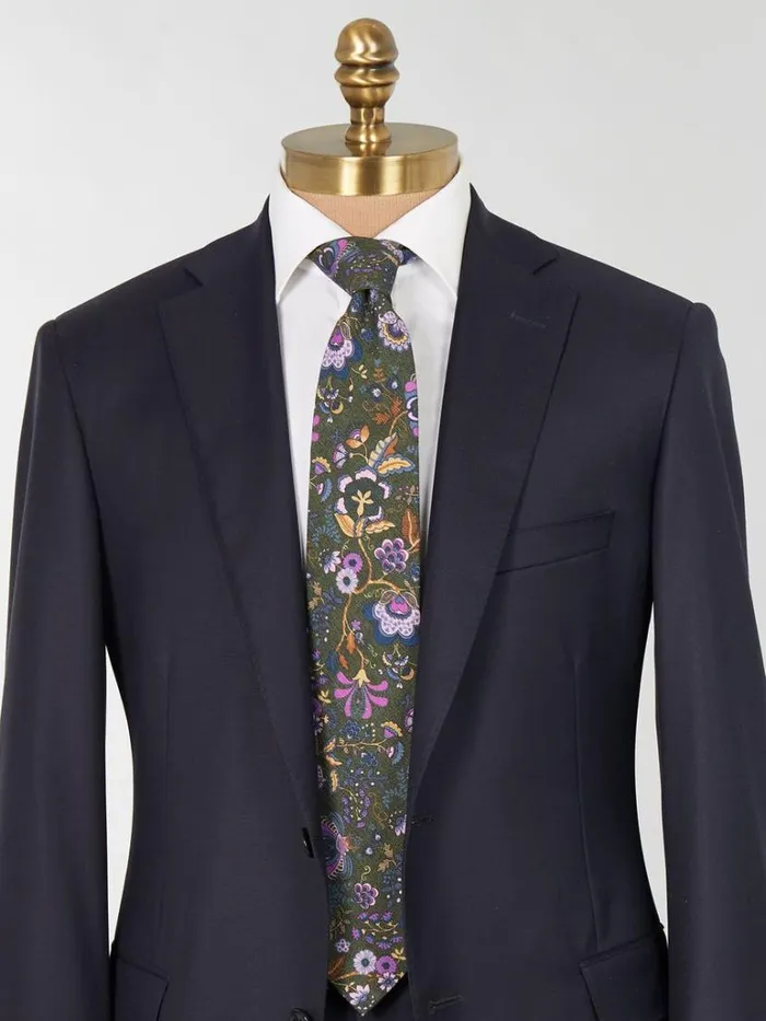 Ties Mens Paul Stuart Printed Wool Floral And Vine Tie Burgundy