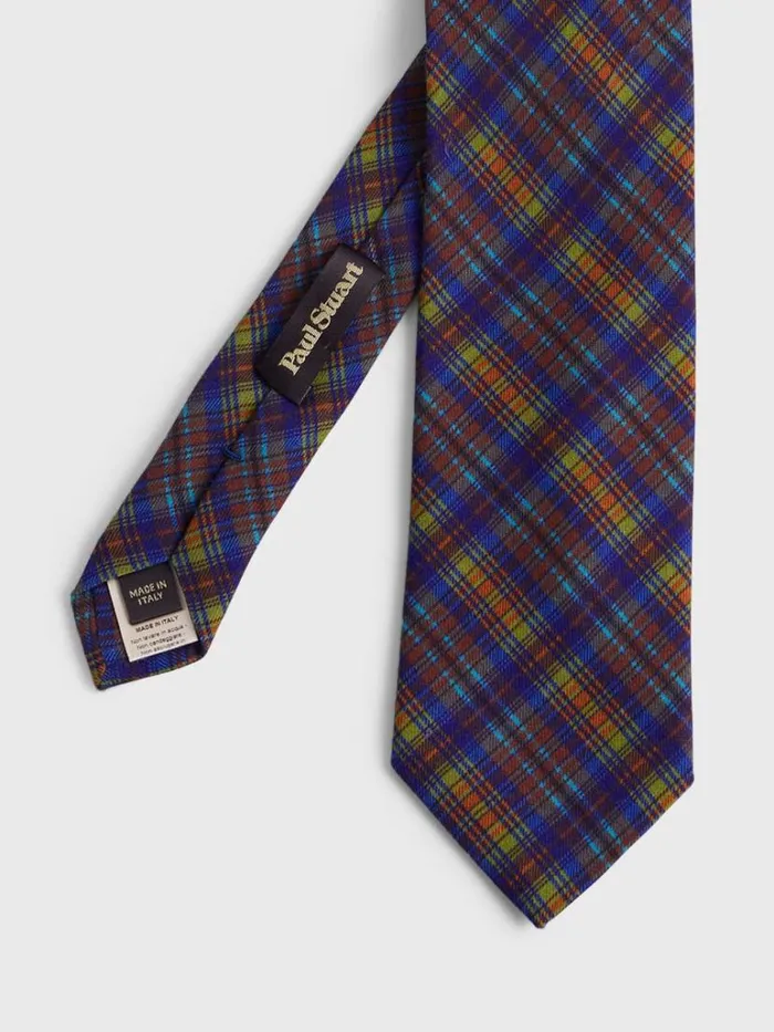 Ties Mens Paul Stuart Printed Wool Plaid Tie Green