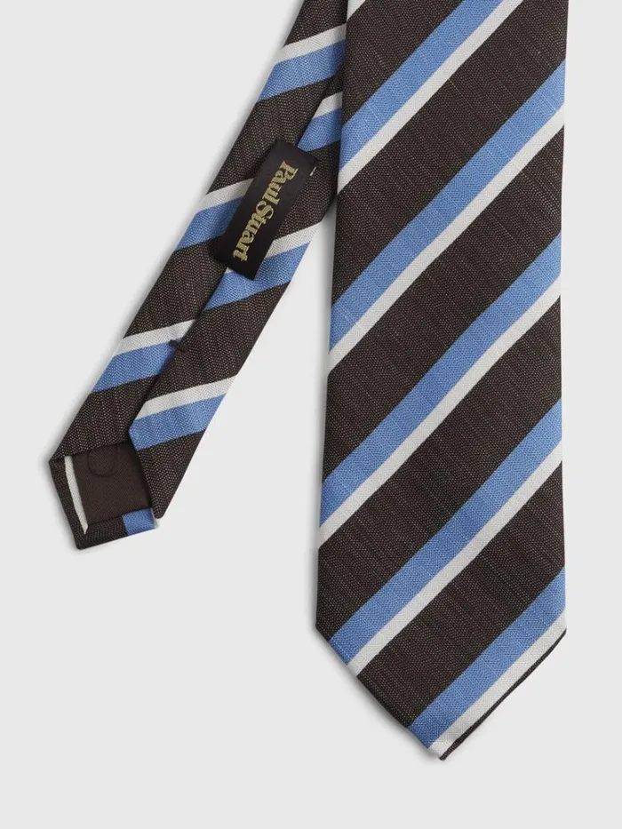 Ties Mens Paul Stuart Silk And Linen Printed Stripe Tie Brown