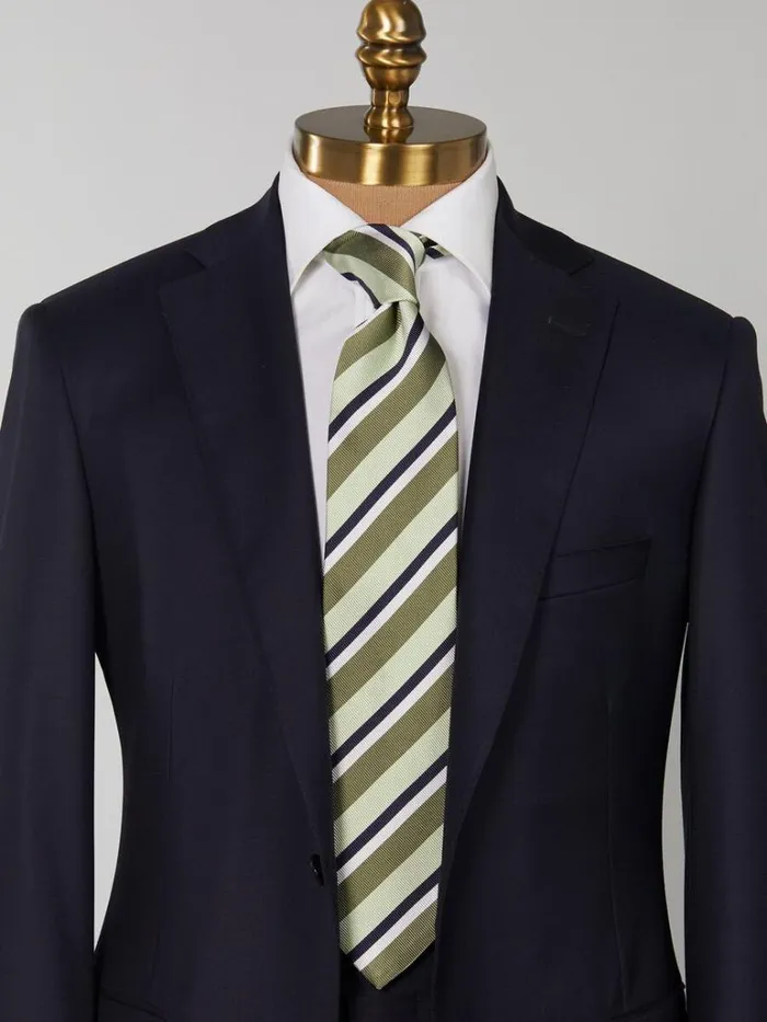 Ties Mens Paul Stuart Three Color Repp Stripe Tie Olive