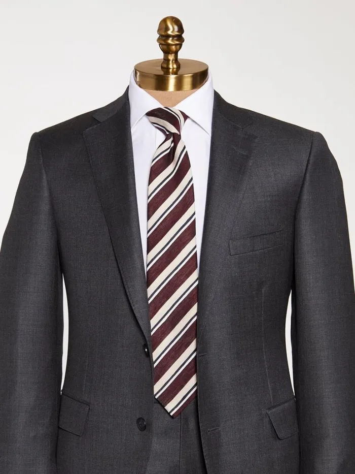 Ties Mens Paul Stuart Wide Stripe Tie Burgundy