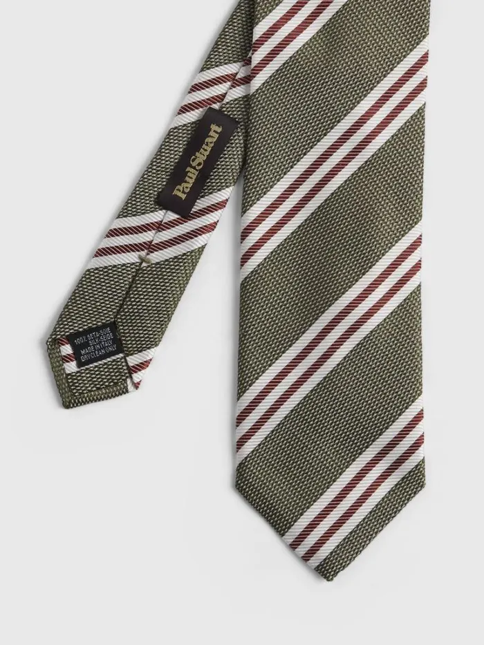 Ties Mens Paul Stuart Wide Textured Stripe Tie Brown