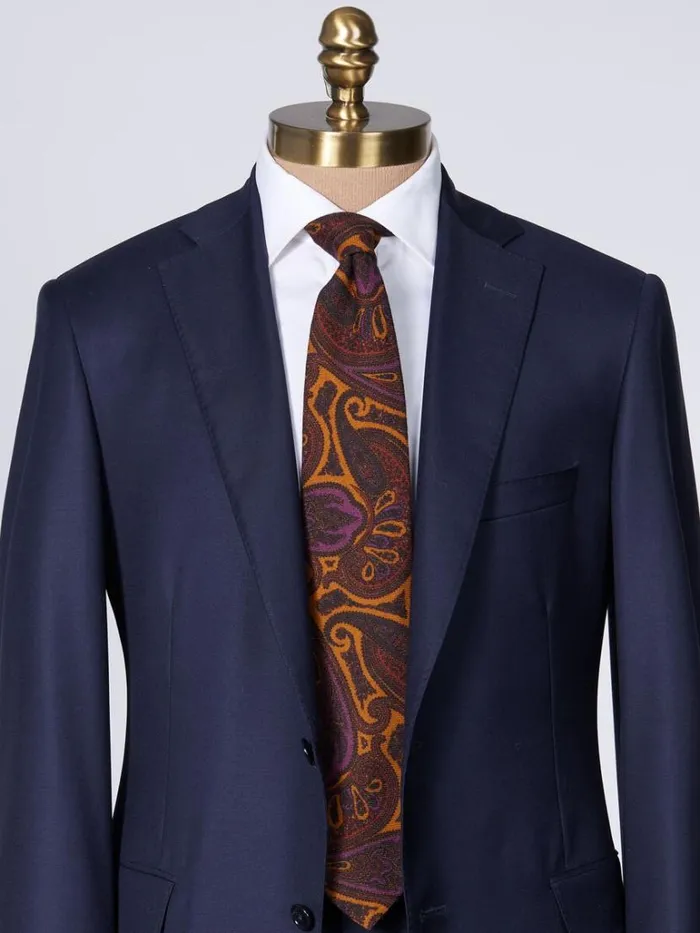 Ties Mens Paul Stuart Wool Paisley Tie Blue