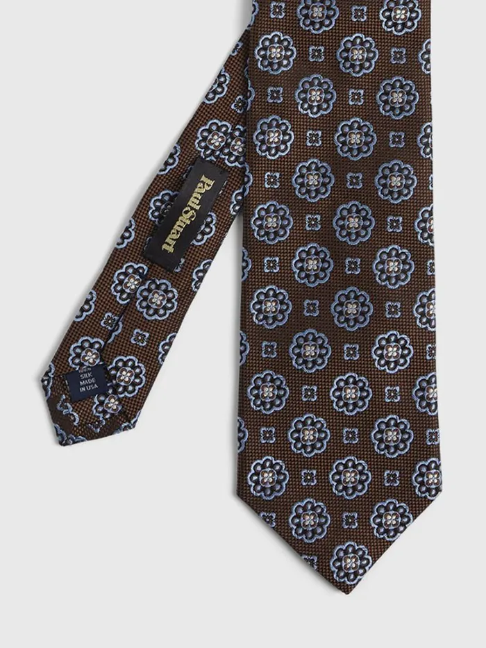 Ties Mens Paul Stuart Woven Floral Medallion Tie Brown