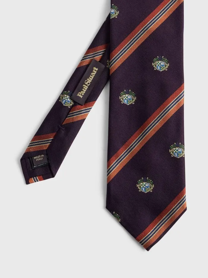 Ties Mens Paul Stuart Woven Silk Club Tie Purple