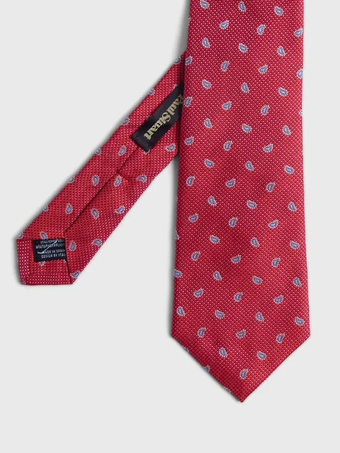 Ties Mens Paul Stuart Woven Silk Jacquard Tossed Pine Tie Berry