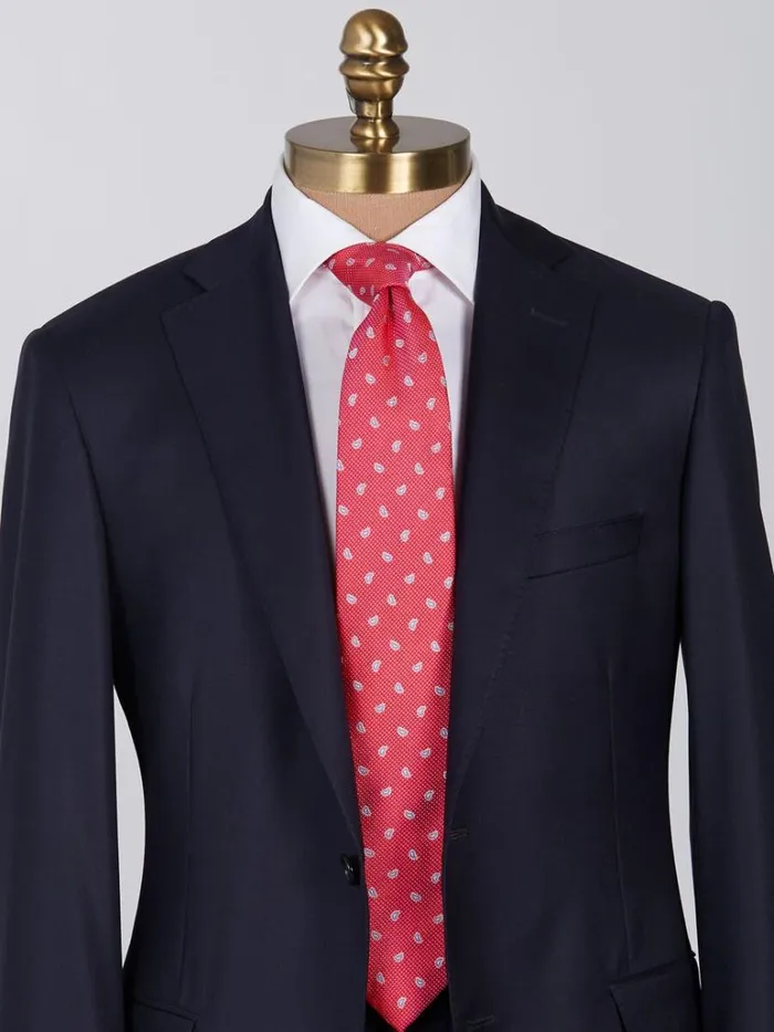 Ties Mens Paul Stuart Woven Silk Jacquard Tossed Pine Tie Berry