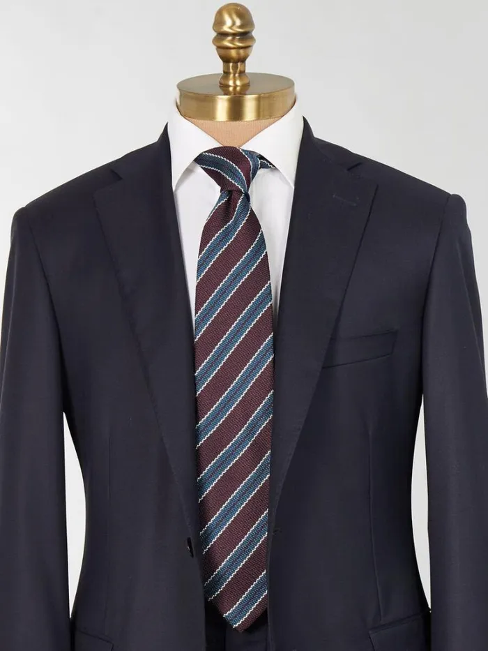 Ties Mens Paul Stuart Woven Silk Jacquard Two Color Stripe Tie Grey