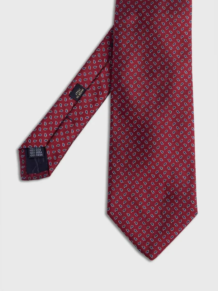 Ties Mens Paul Stuart Woven Silk Micro Pine Motiff Tie Magenta
