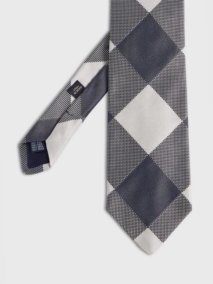 Ties Mens Paul Stuart Woven Silk Oversized Check Tie Charcoal