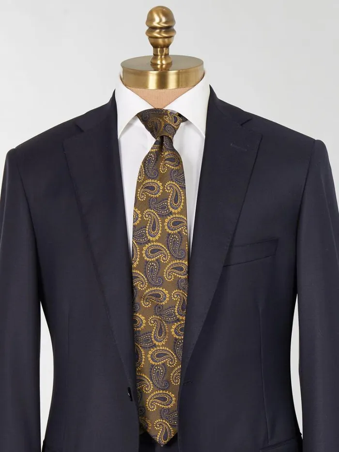 Ties Mens Paul Stuart Woven Silk Two Tone Paisley Tie Gold