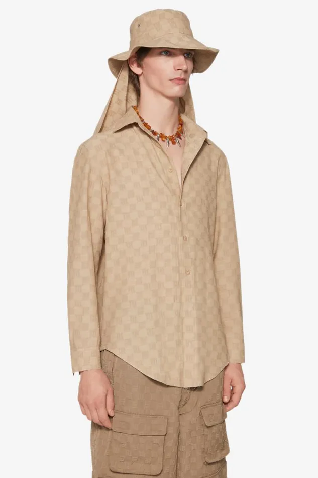 Tops Men MISBHV Jordan Barrett Oversize Monogram Wool Shirt Beige
