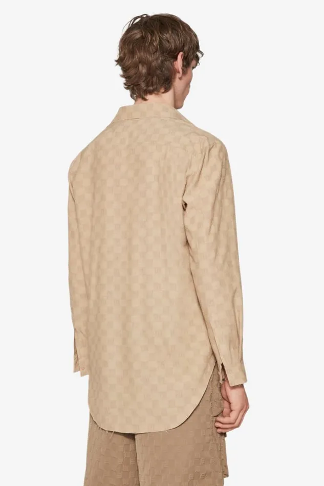 Tops Men MISBHV Jordan Barrett Oversize Monogram Wool Shirt Beige