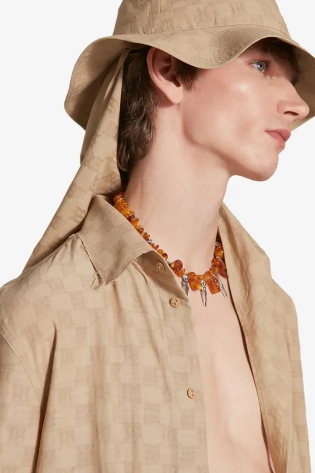 Tops Men MISBHV Jordan Barrett Oversize Monogram Wool Shirt Beige