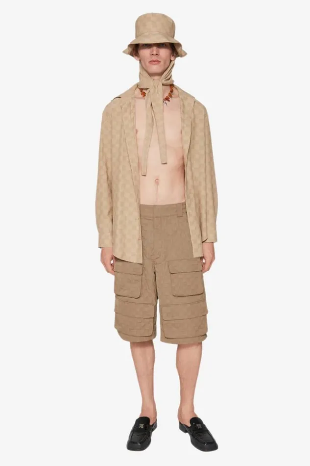 Tops Men MISBHV Jordan Barrett Oversize Monogram Wool Shirt Beige