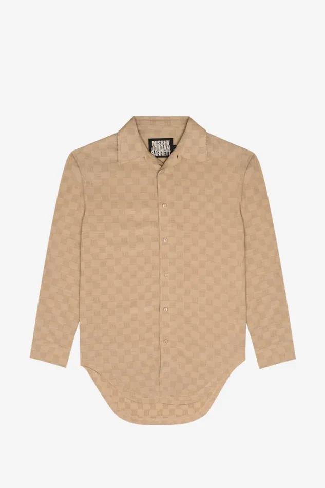 Tops Men MISBHV Jordan Barrett Oversize Monogram Wool Shirt Beige