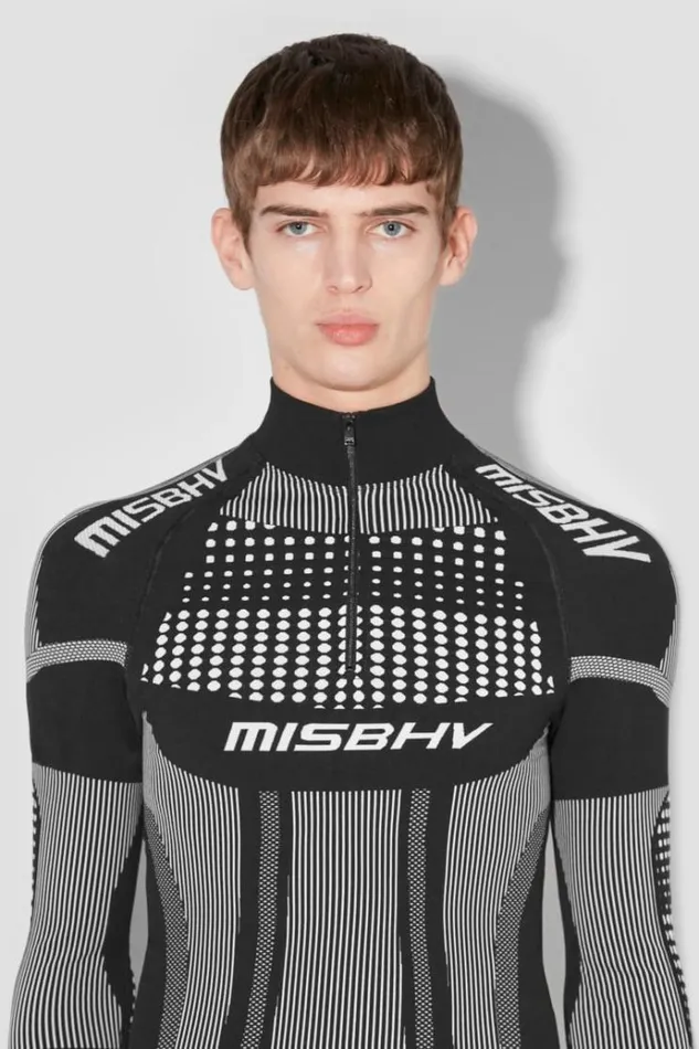 Tops Men MISBHV Sport Europa QuarterZip Longsleeve Blackwhite