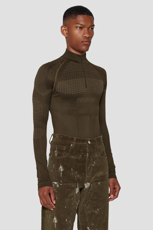 Tops Men MISBHV Sport Europa QuarterZip Longsleeve Grunge Olive