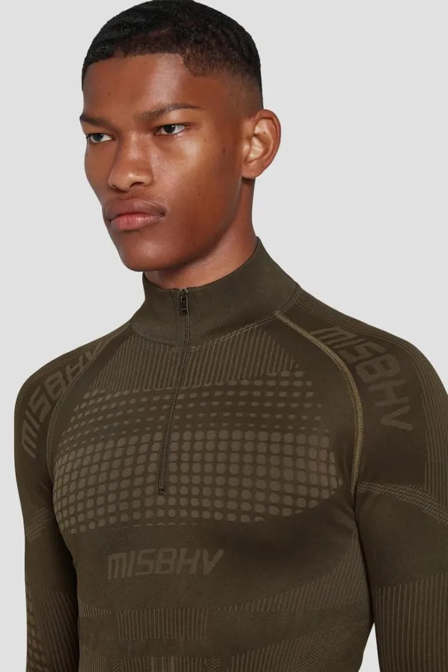Tops Men MISBHV Sport Europa QuarterZip Longsleeve Grunge Olive