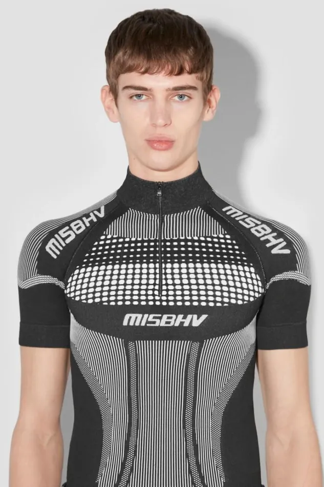 Tops Men MISBHV Sport Europa QuarterZip TShirt Blackwhite