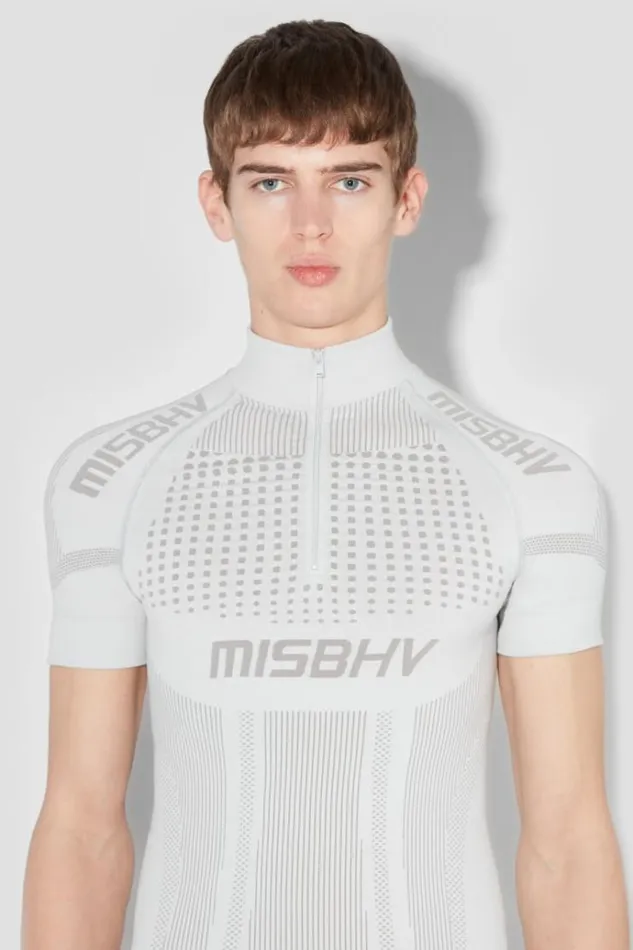 Tops Men MISBHV Sport Europa QuarterZip TShirt Light Grey