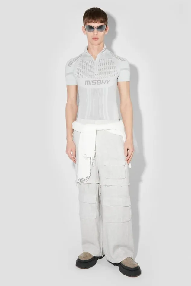 Tops Men MISBHV Sport Europa QuarterZip TShirt Light Grey