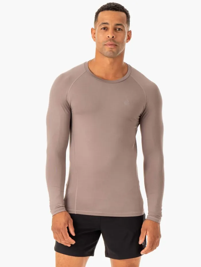Tops Mens Ryderwear Division Base Layer Long Sleeve Taupe