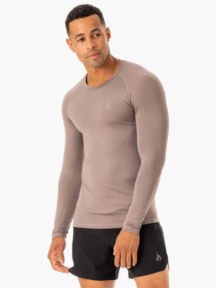 Tops Mens Ryderwear Division Base Layer Long Sleeve Taupe