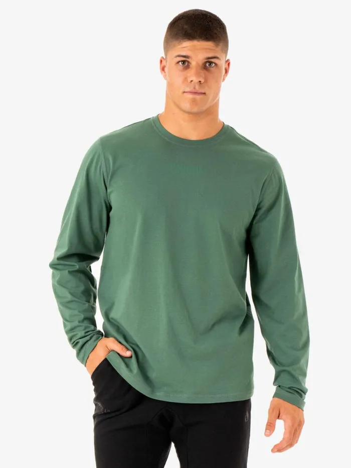 Tops Mens Ryderwear Limitless Long Sleeve TShirt Forest Green