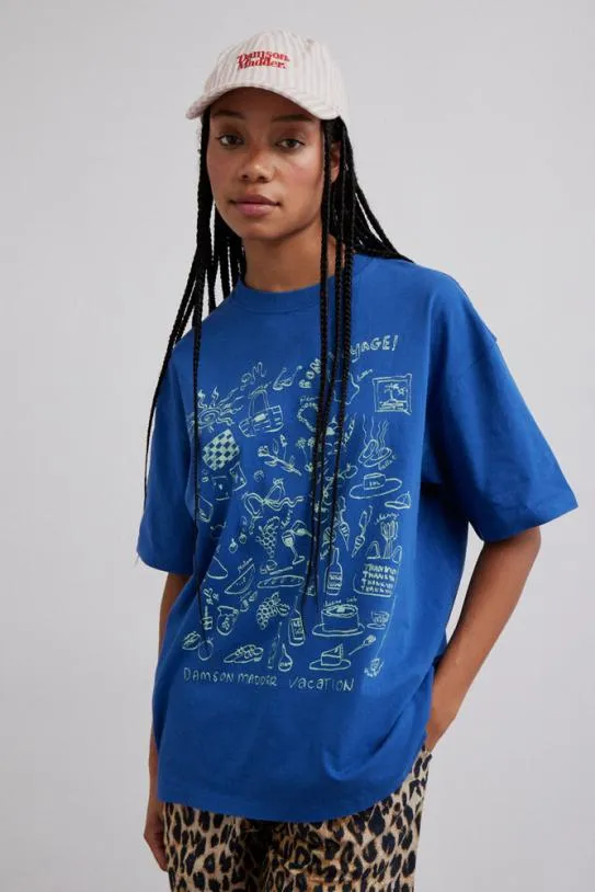 Tops Women Damson Madder Bon Voyage 8211 Blue Bf Tee