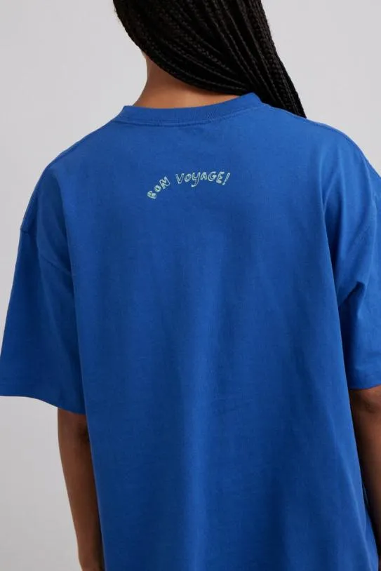 Tops Women Damson Madder Bon Voyage 8211 Blue Bf Tee