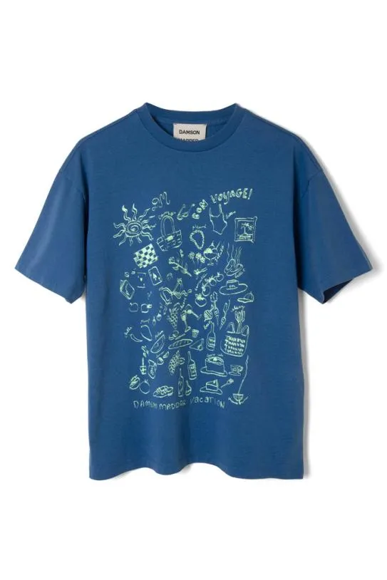 Tops Women Damson Madder Bon Voyage 8211 Blue Bf Tee