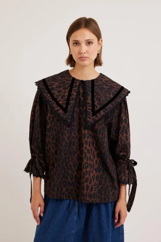 Tops Women Damson Madder Candice Blouse 8211 Leopard