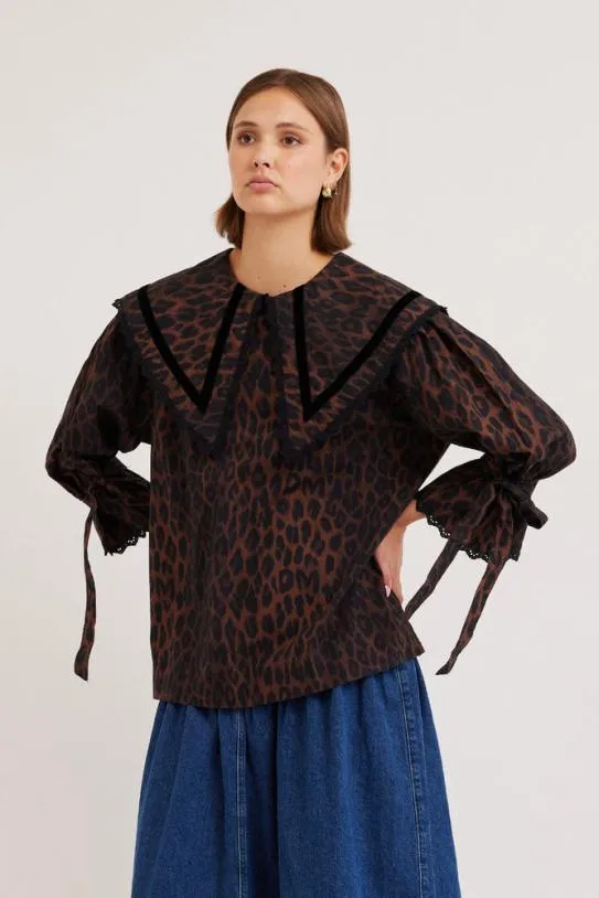 Tops Women Damson Madder Candice Blouse 8211 Leopard