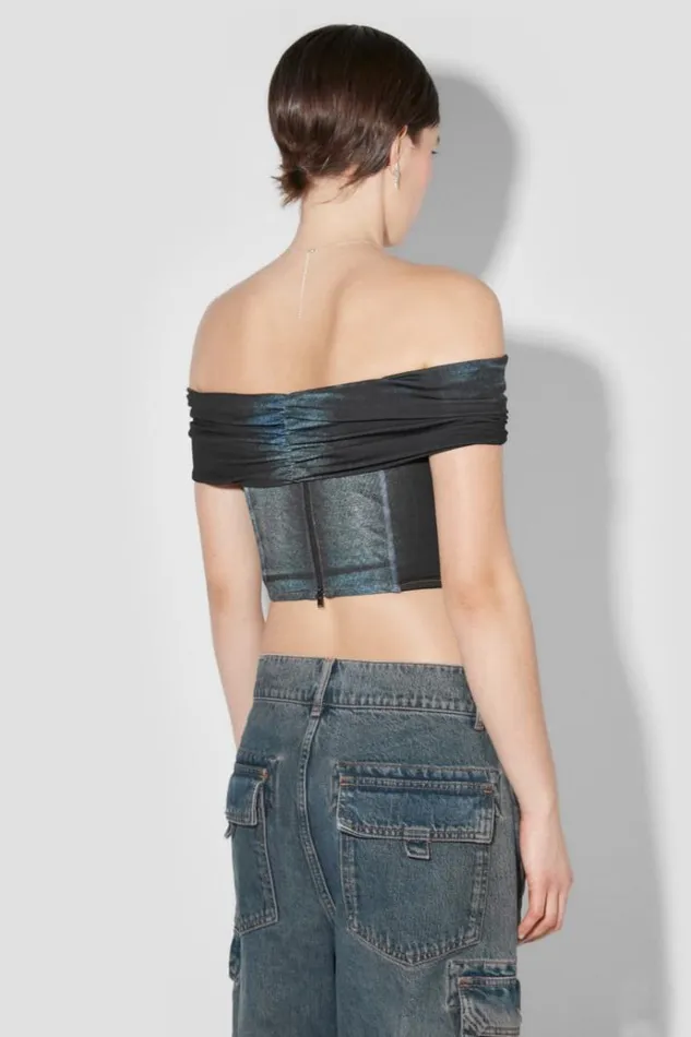 Tops Women MISBHV Denim Poly Laced Off Shoulder Corset Mlc