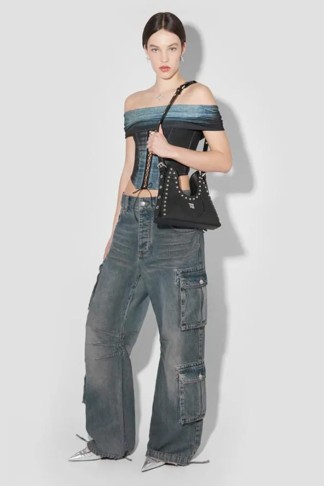 Tops Women MISBHV Denim Poly Laced Off Shoulder Corset Mlc