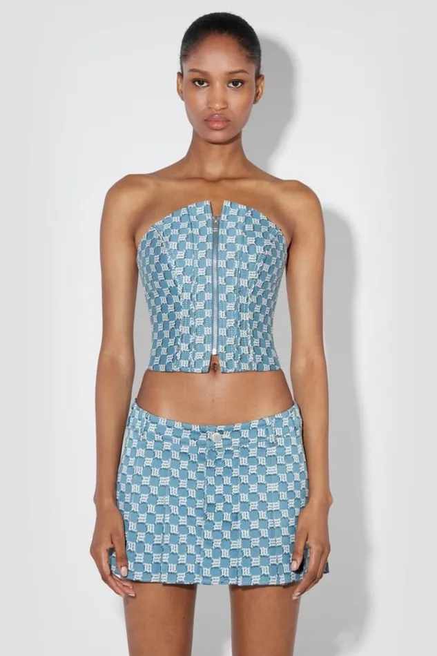 Tops Women MISBHV Jacquard Canvas Monogram Corset Top Blue