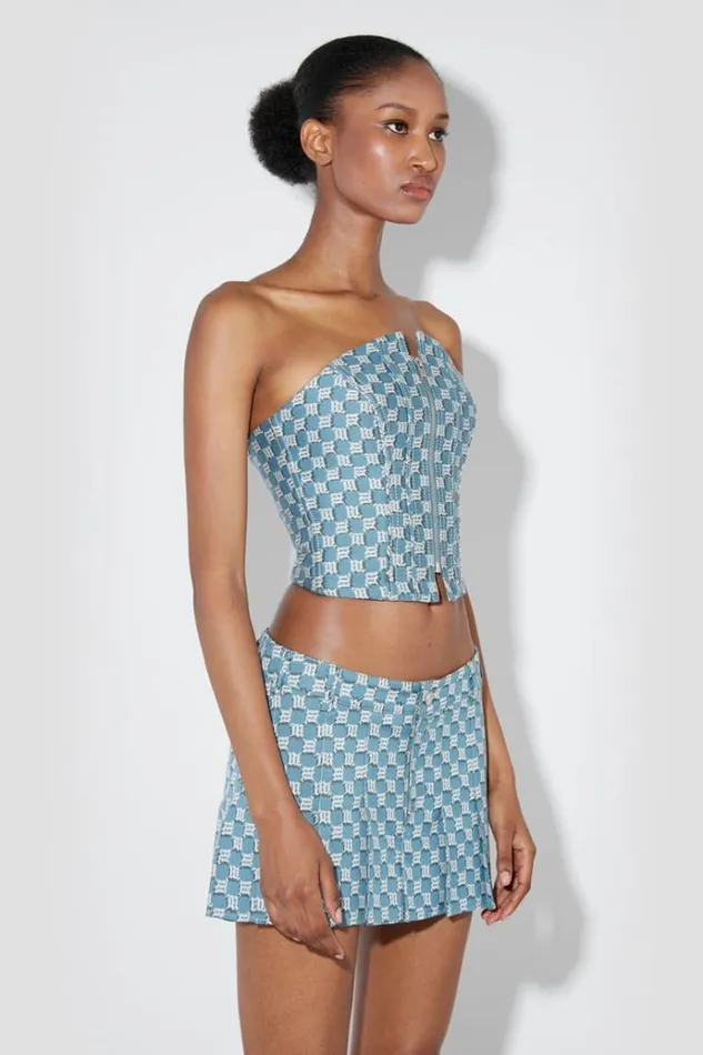Tops Women MISBHV Jacquard Canvas Monogram Corset Top Blue