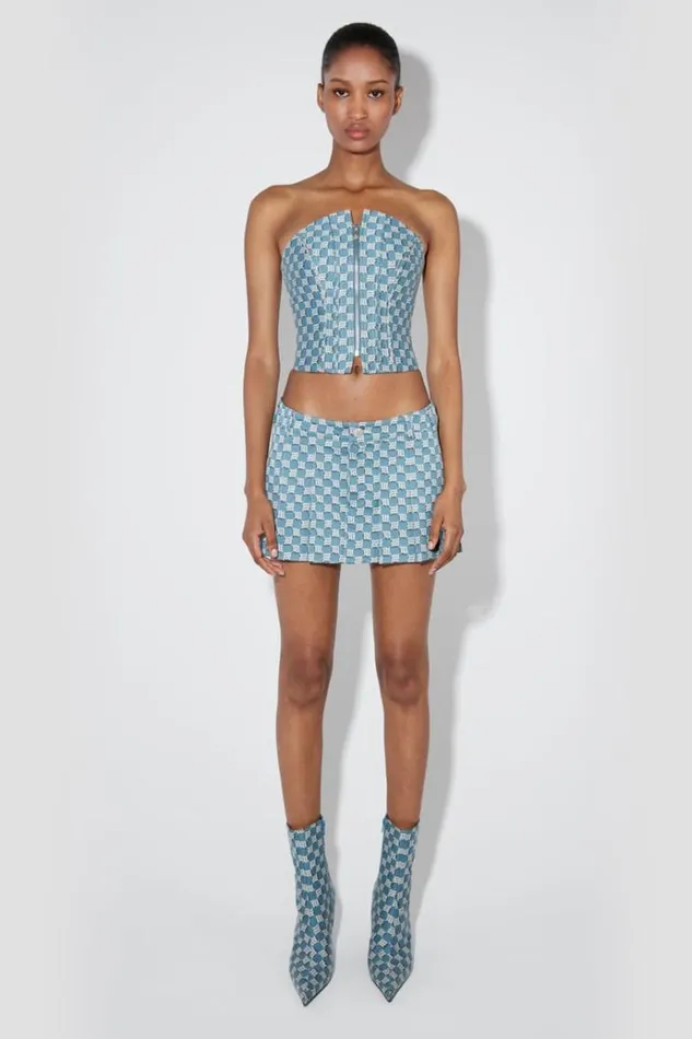 Tops Women MISBHV Jacquard Canvas Monogram Corset Top Blue