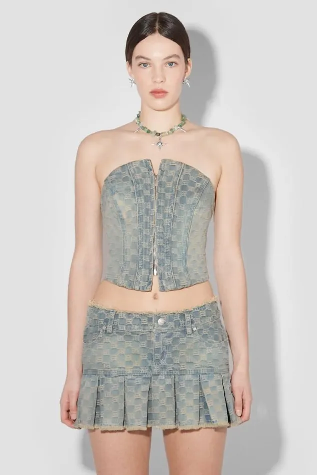 Tops Women MISBHV Jacquard Denim Monogram Corset Blue