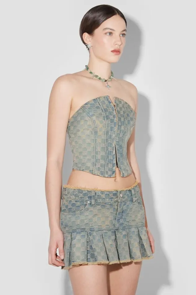 Tops Women MISBHV Jacquard Denim Monogram Corset Blue