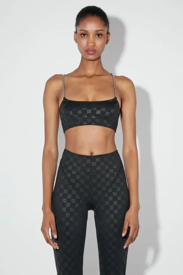 Tops Women MISBHV Lycra Monogram Spaghetti Bralette Black