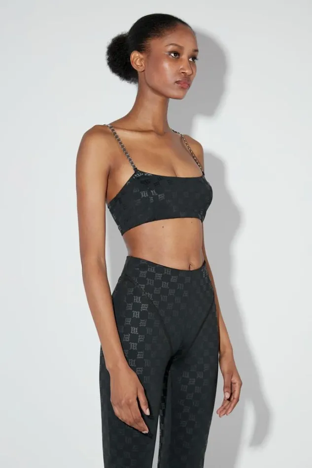 Tops Women MISBHV Lycra Monogram Spaghetti Bralette Black