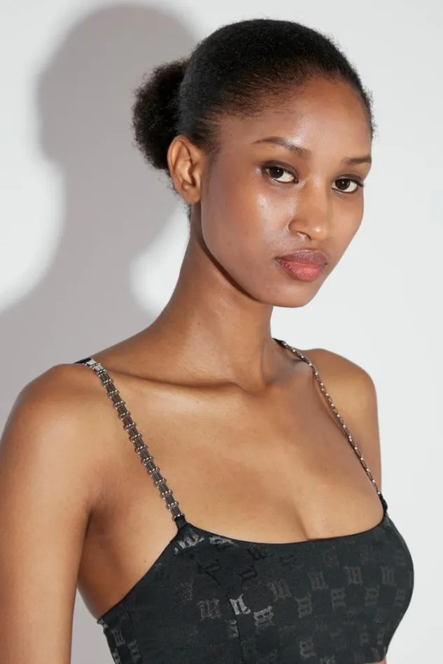 Tops Women MISBHV Lycra Monogram Spaghetti Bralette Black