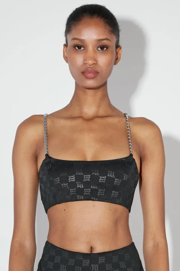 Tops Women MISBHV Lycra Monogram Spaghetti Bralette Black